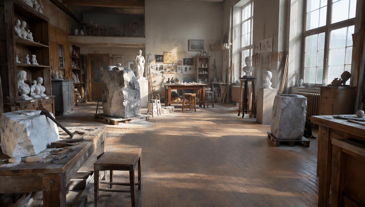 Beeld in het atelier van Eyad Dawara